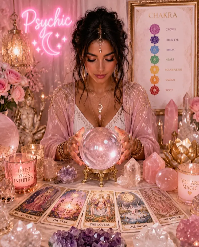 Full tarot card session with crystals and candles